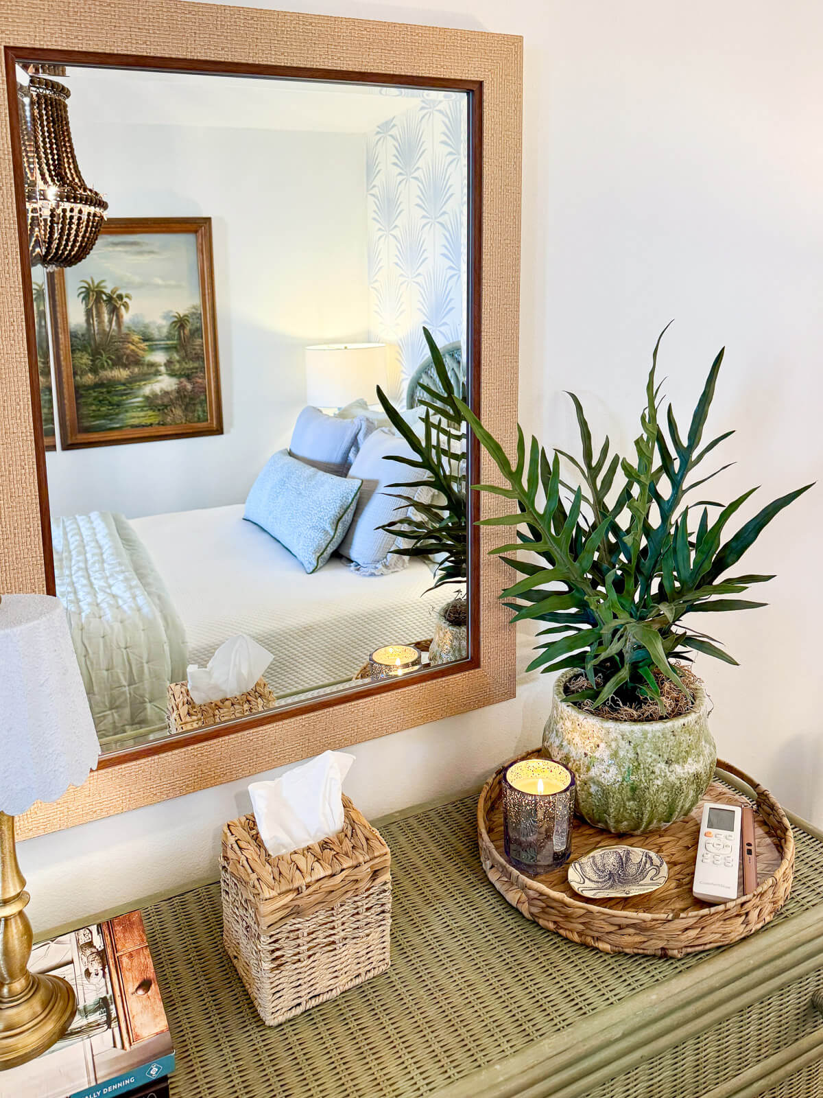 Palm Haven — woven textures and warm accents